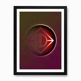 Geometric Neon Glyph on Jewel Tone Triangle Pattern 119 Art Print