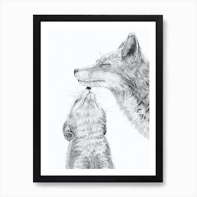 Mom Fox With Baby Art Print