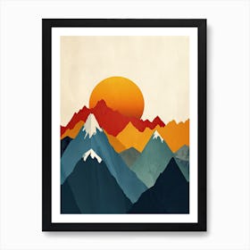 Minimalist Odyssey: Celestial Peaks Art Print