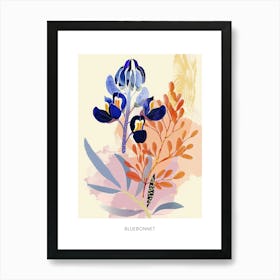 Colourful Flower Illustration Poster Bluebonnet 8 Art Print