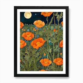 William Morris Poppies At Night Art Print