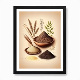 Sesame Seeds Spices And Herbs Retro Drawing 1 Art Print