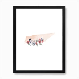 Tennessee Watercolor Floral State Art Print