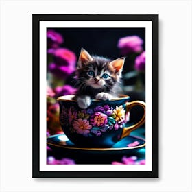 Kitten In A Teacup 3 Art Print