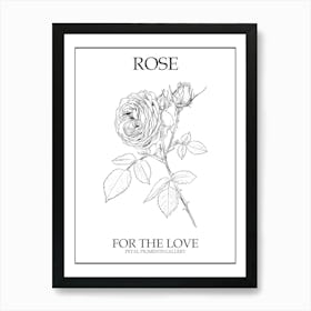 Black And White Rose Line Drawing 9 Poster Art Print