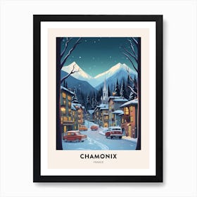 Winter Night  Travel Poster Chamonix France 1 Art Print