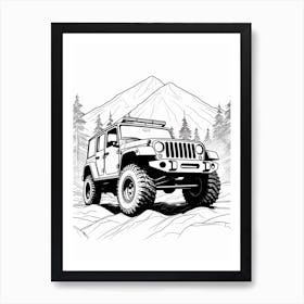 Jeep Wrangler Line Drawing 15 Art Print