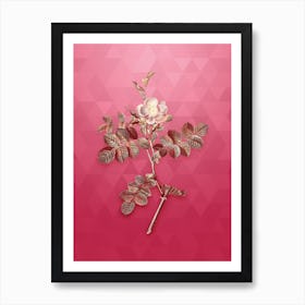 Vintage Pink Sweetbriar Rose Botanical in Gold on Viva Magenta n.0027 Art Print