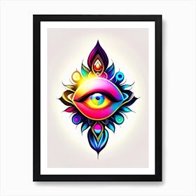 Chakra Series, Symbol, Third Eye Tattoo 1 Art Print
