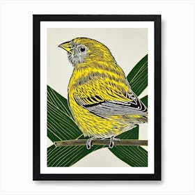 Yellowhammer Linocut Bird Art Print