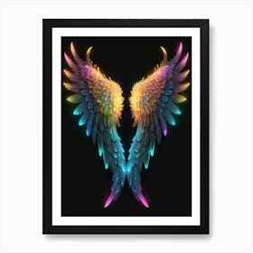 Neon Angel Wings 2 Art Print