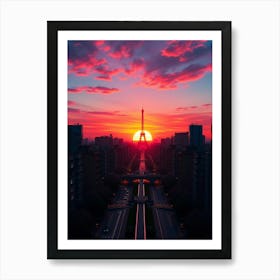 Sunset In Paris Art Print