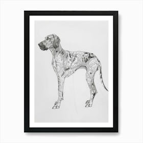 American English Hound Dog Line Sketch 1 Art Print