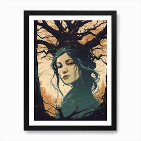 Autumn Tree Lady Art Print