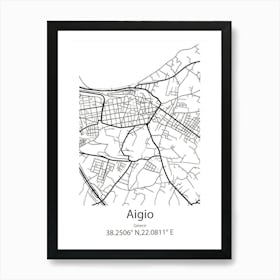 Aigio,Greece Minimalist Map Art Print