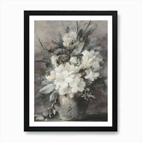 White Flowers In A Vase Art Print