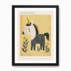 Unicorn With The Flowers Muted Pastels 2 Poster Art Print