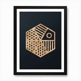 Abstract Geometric Gold Glyph on Dark Teal n.0439 Art Print