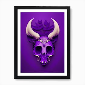 Animal Skull 2 Purple Mexican Art Print