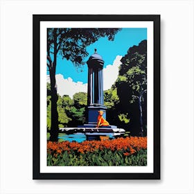 A Painting Of A Cat In Royal Botanic Gardens, Melbourne Australia In The Style Of Pop Art 01 Art Print