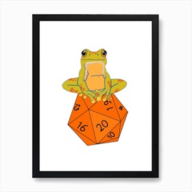 frog sat on dice dungeons and dragons 1 Art Print