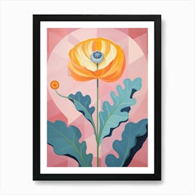 Ranunculus 1 Hilma Af Klint Inspired Pastel Flower Painting Art Print