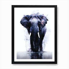 Elephant In Water Art Print