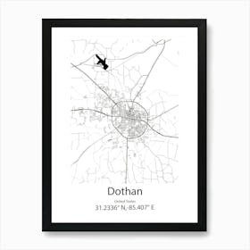 Dothan,United States Minimalist Map Art Print