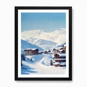 Les Trois Vallées, France Vintage Skiing Poster Art Print