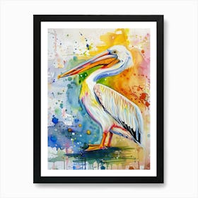 Pelican Colourful Watercolour 3 Art Print