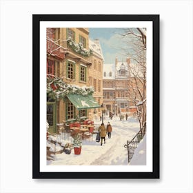 Vintage Winter Illustration Quebec City Canada 3 Art Print