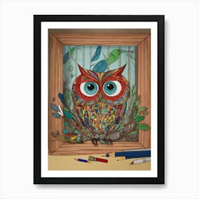 Owl In A Frame Art Print