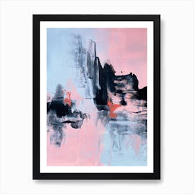 Pink And Grey Abstract 1 Art Print