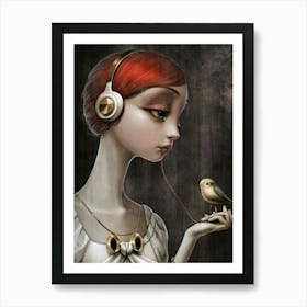 Woman With Headphones 44 Art Print