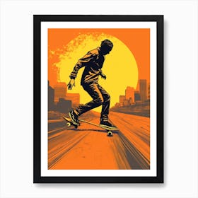 Skateboarding In Philadelphia, United States Drawing 1 Art Print