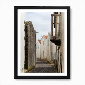 Azores - Paved alley with typical houses Affiche