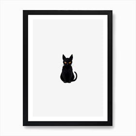 Black Cat On A Black Background Art Print