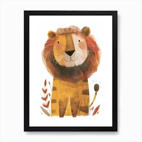 African Lion Facing A Storm Clipart 2 Art Print