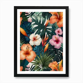 Tropical Floral Seamless Pattern Art Print