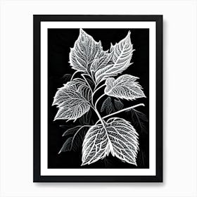 Lemon Balm Leaf Linocut 2 Art Print