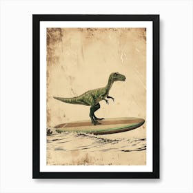 Vintage Baryonyx Dinosaur On A Surf Board              2 Art Print