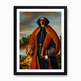 Dachshund Renaissance Portrait Oil Painting Art Print