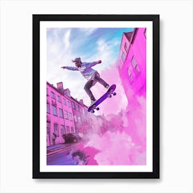 Skateboarding In Copenhagen, Denmark Futuristic 3 Art Print