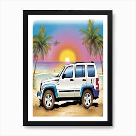 Jeep On The Beach 1 Art Print