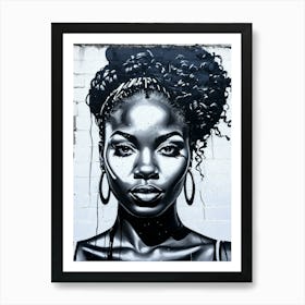 Graffiti Mural Of Beautiful Black Woman 260 Art Print