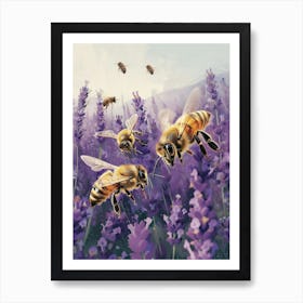 European Honey Bee Storybook Illustration 13 Art Print