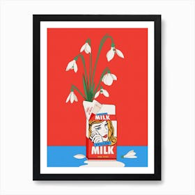 Spilled Milk Snowdrop Illustration Art Print