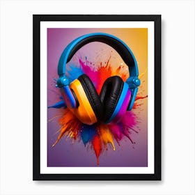 Headphone, music, watercolor, painting, audio, sound, MelodyMagic, SoundSpectrum, ColorfulVibes, AudioArt, HeadphoneLove, VibrantTunes, HarmonyHues, MusicalEuphoria, RadiantMelodies, SonicColors, CreativeSound, ChromaticRhythms III Art Print