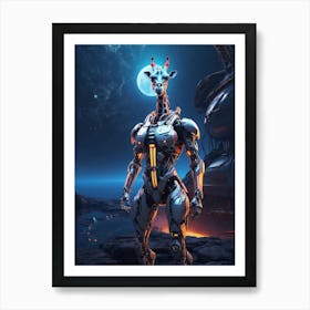 Giraffe In Cyborg Body #3 Art Print