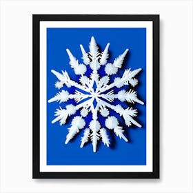 Bullet, Snowflakes, Blue & White Illustration Art Print